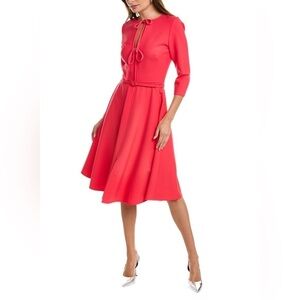 Oscar de la renta Tie Neck Wool-Blend Dress pink long sleeve heavy long sleeve